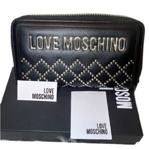 Love Moschino Zip Around Wallet with Gold Studs NIB